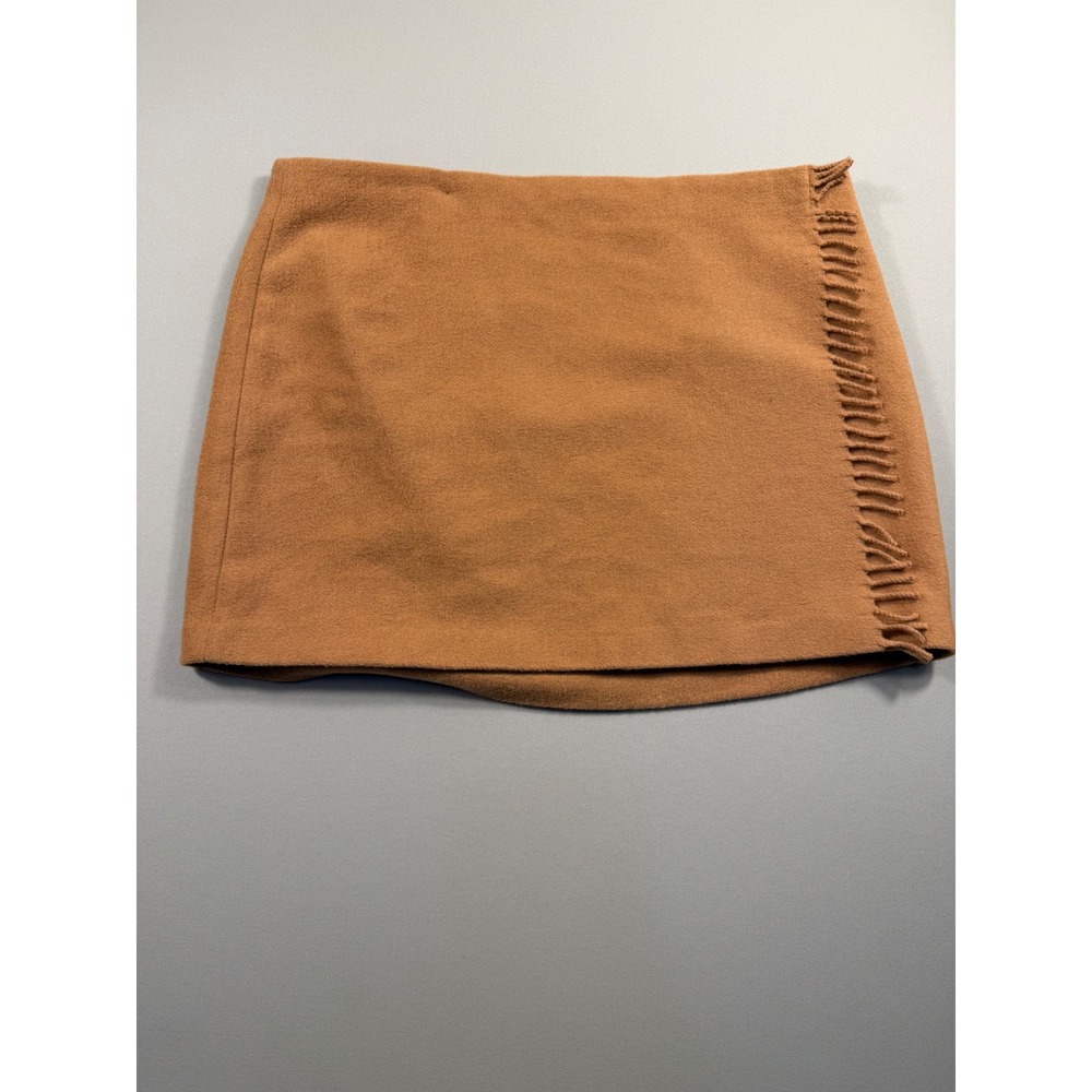 Pink Victoria's Secret Wool Blend Fringed Wrap Mini Skirt Camel Brown Large